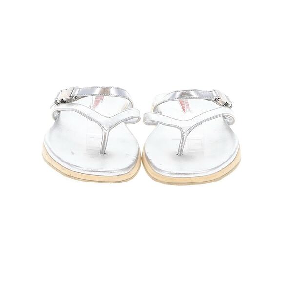 Prada Silver Leather Sandals Sleek Minimalist Design EU 37 - Picture 2 of 6